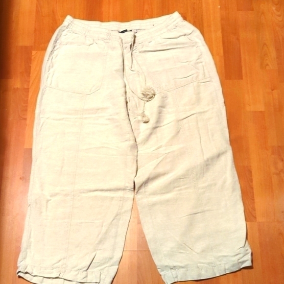 LANE Bryant 18 20 cream color pants wide leg elastic waist drawstring summer - Picture 1 of 7